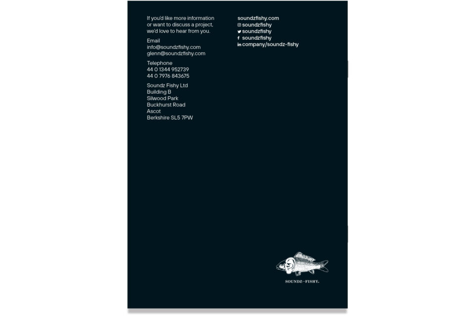 Brochure, Film, Music Recording, Soundz Fishy, Technical Studio Furniture, TV