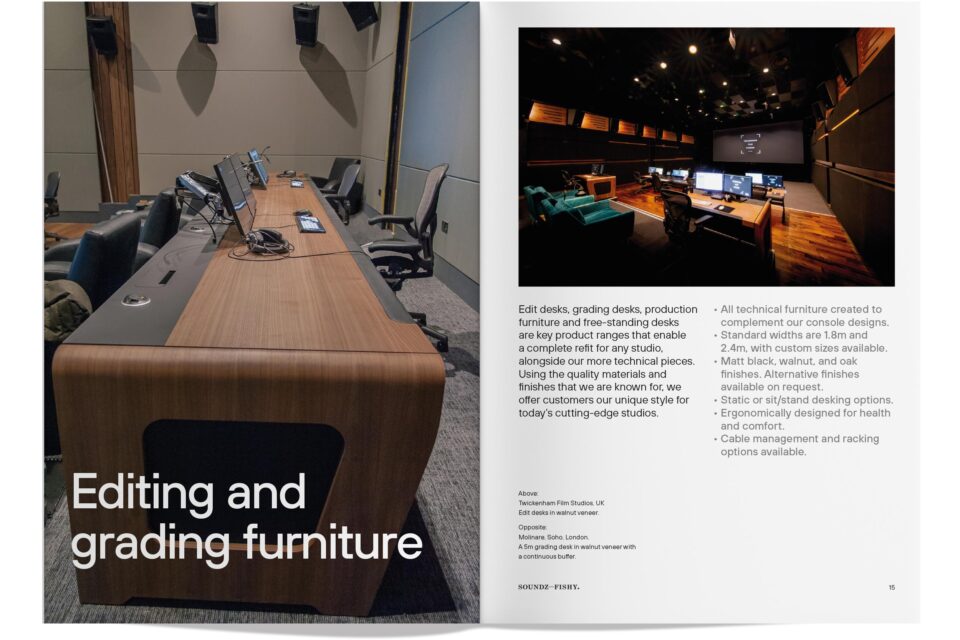 Brochure, Film, Music Recording, Soundz Fishy, Technical Studio Furniture, TV
